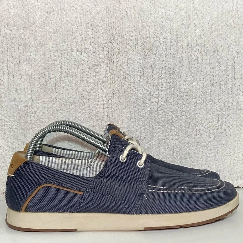Clarks 1825 Men's Denim Blue Canvas Casual Deck Loafer Boat Shoes Size US 8.5 M